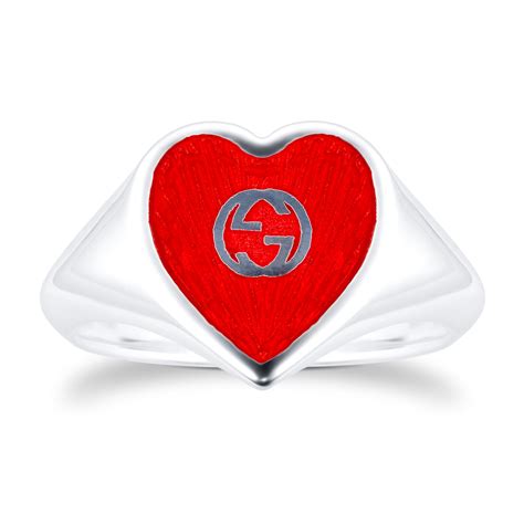 gucci silver ring heart|Gucci interlocking ring silver.